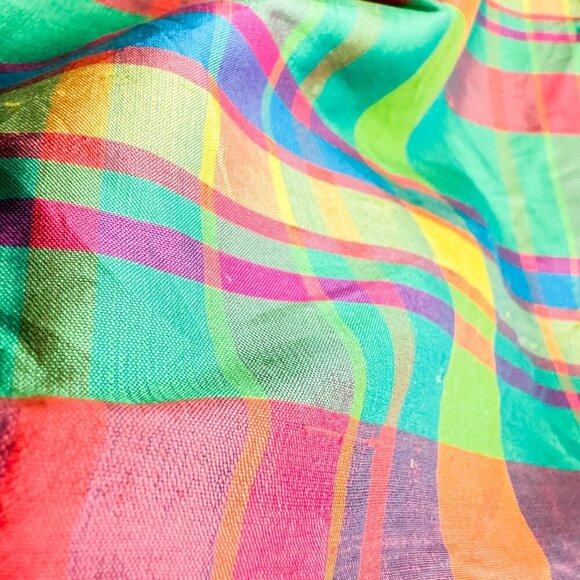 Lauren Ralph Lauren Raw Silk Plaid Colourful Mini Skirt 10P - Picture 4 of 5